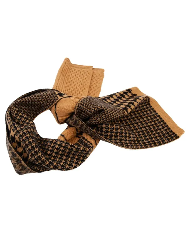 STREIF HOUNDSTOOTH SCARF-CAMEL/BLK sold by Lucca Couture