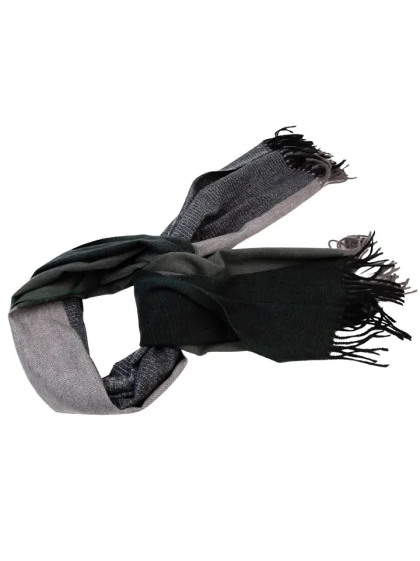 SQUAW VALLEY HERRINGBONE TEXTURED MIX SCARF-GRN/GREY sold by Lucca Couture