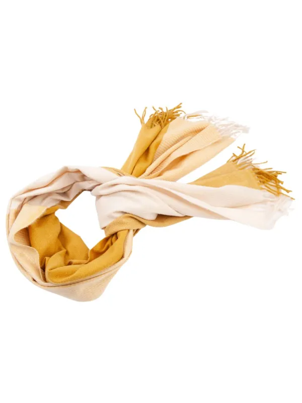 SQUAW VALLEY HERRINGBONE TEXTURE SCARF-MUST/IVORY sold by Lucca Couture