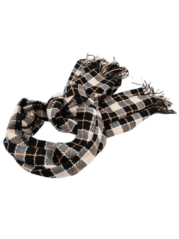 HERMON CLASSIC PLAID SCARF-BLK BEIGE sold by Lucca Couture