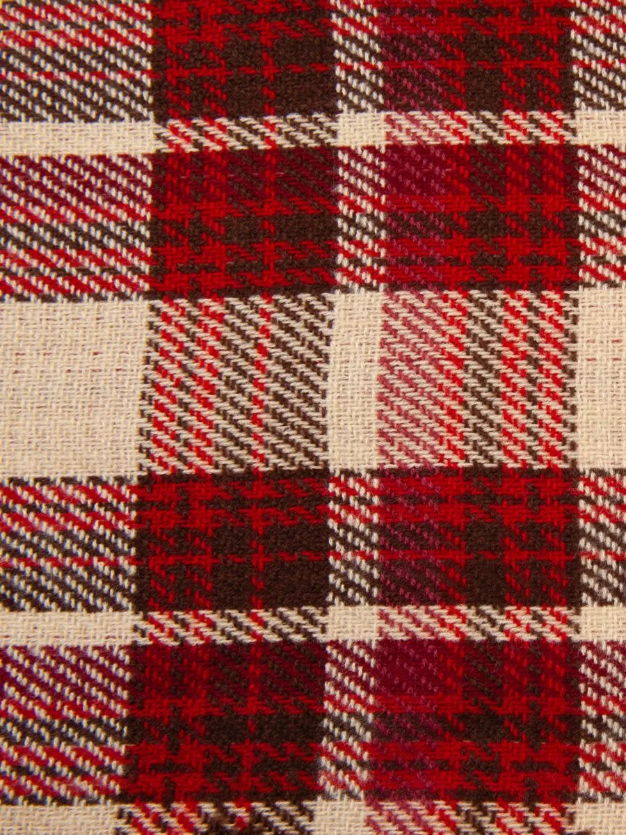 GUNBARREL PLAID SIDE FRINGE SCARF-RED PLAID sold by Lucca Couture product image thumbnail 2