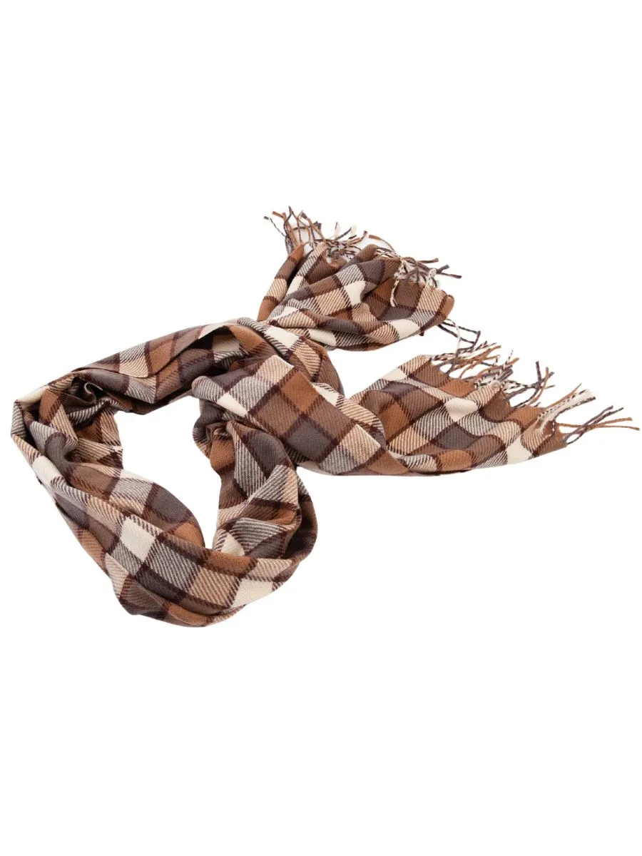 CORBET M. CHECK SCARF-BRN/GREY sold by Lucca Couture