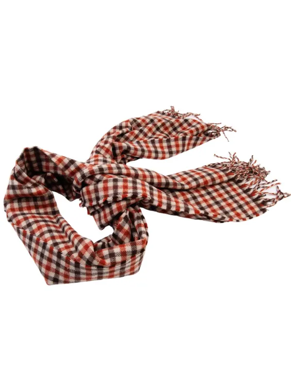 CLARINS MINI CHECK SCARF-BRICK/BROWN sold by Lucca Couture