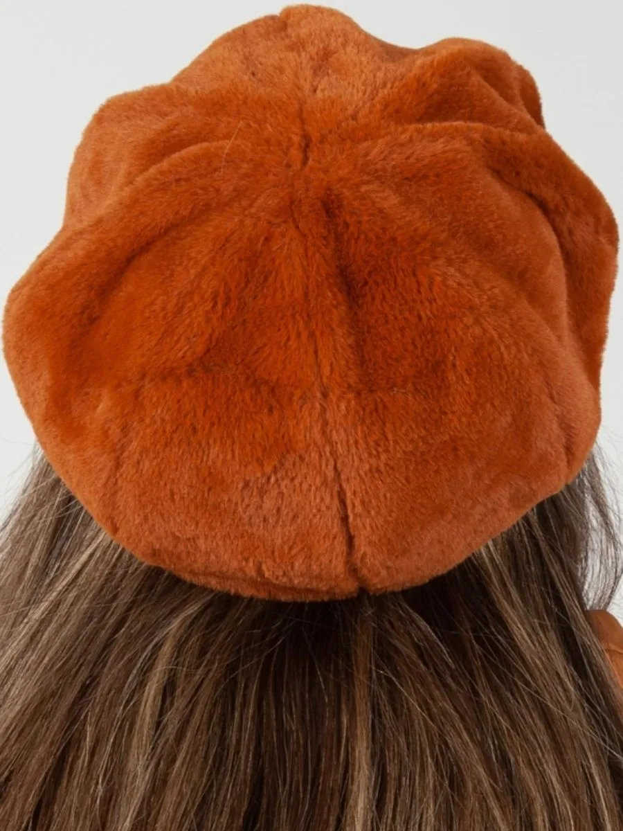 SEZANNE FAUX MINK BERET-TOBACCO sold by Lucca Couture product image thumbnail 3