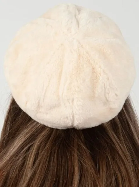 SEZANNE FAUX MINK BERET-IVORY sold by Lucca Couture product image thumbnail 3