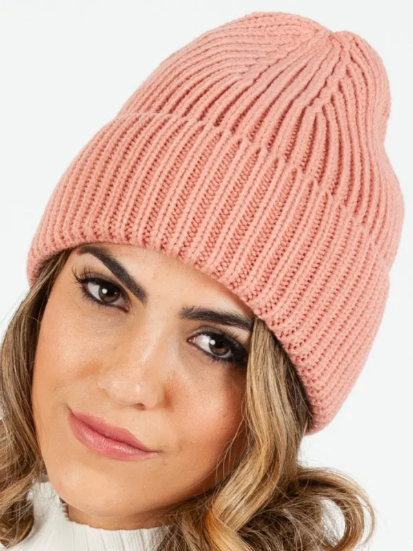 RAINIER CLASSIC RIBBED BEANIE-PINK sold by Lucca Couture
