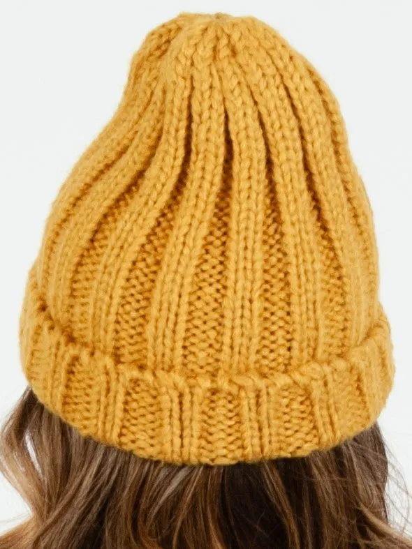MASSIF THICK RIBBED BEANIE-MUSTARD sold by Lucca Couture product image thumbnail 3