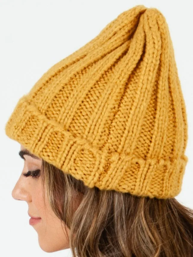 MASSIF THICK RIBBED BEANIE-MUSTARD sold by Lucca Couture product image thumbnail 2