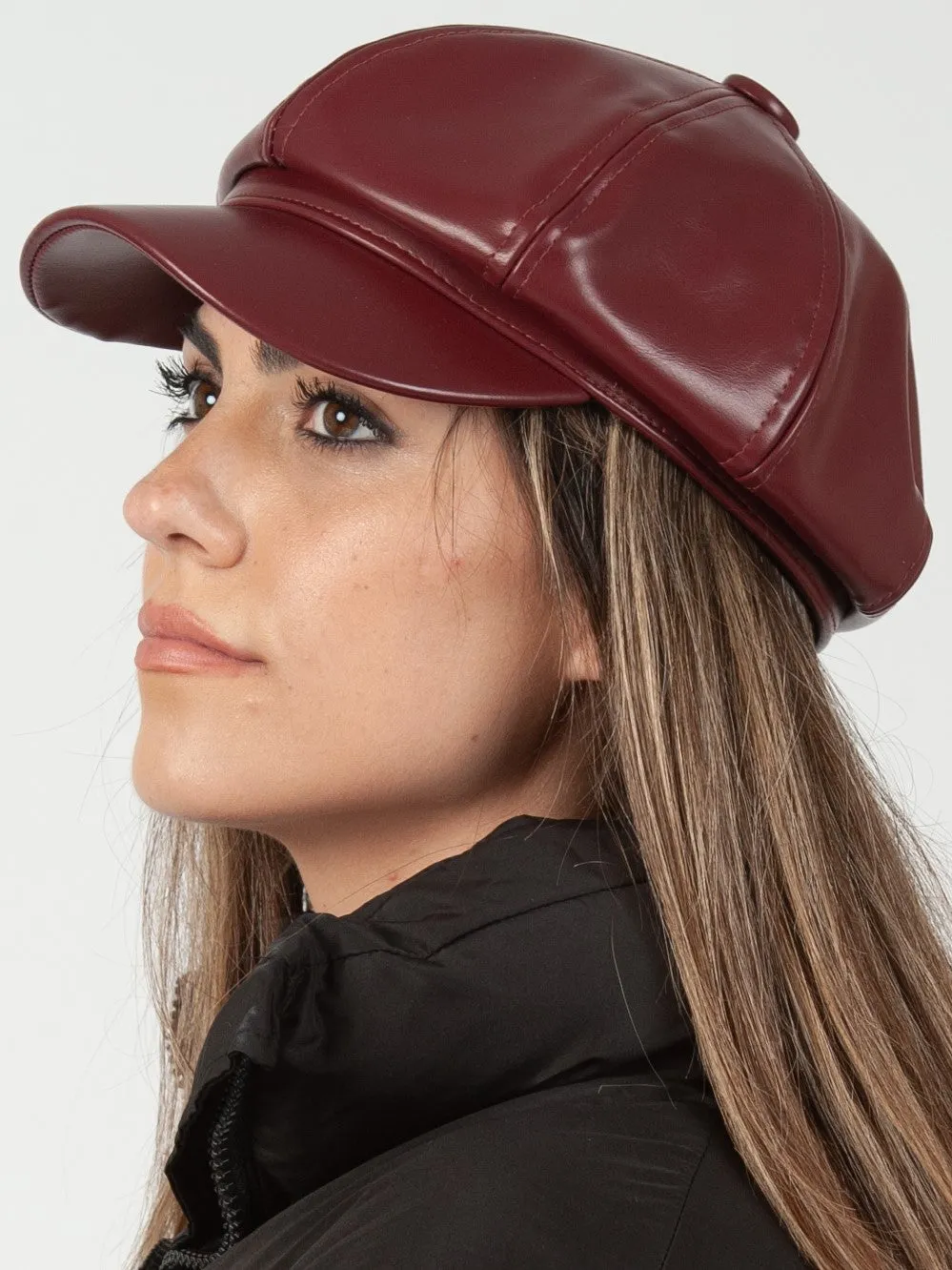 Women's Vegan Leather Newsie Cap sold by Lucca Couture product image thumbnail 2