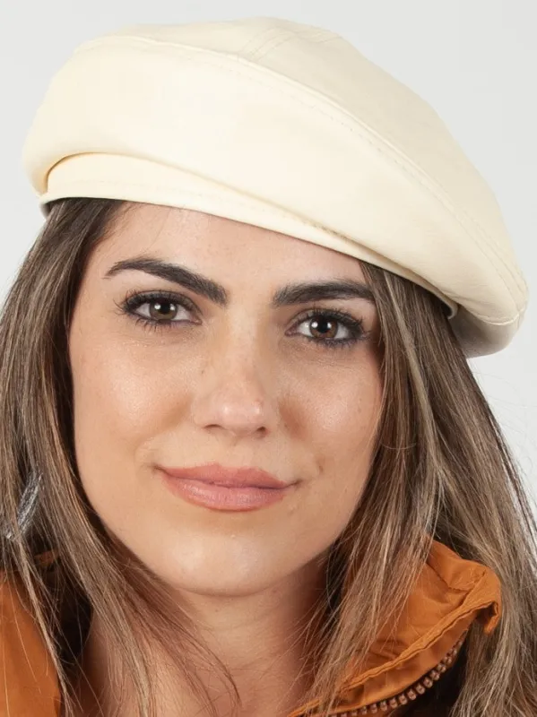 ISABEL FAUX LEATHER BERET-IVORY sold by Lucca Couture