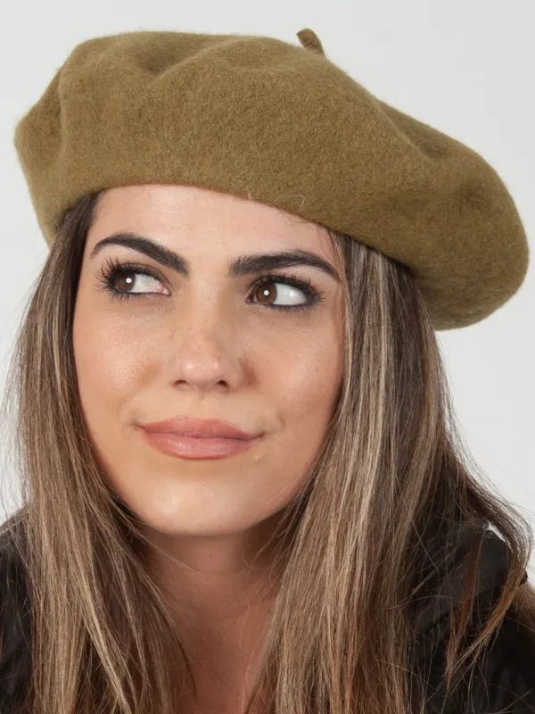 CHERIE CLASSIC BERET-OLIVE sold by Lucca Couture