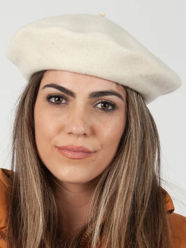 CHERIE CLASSIC BERET-IVORY sold by Lucca Couture