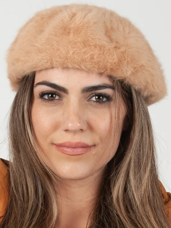 FARREL FAUX FUR BERET-CAMEL sold by Lucca Couture