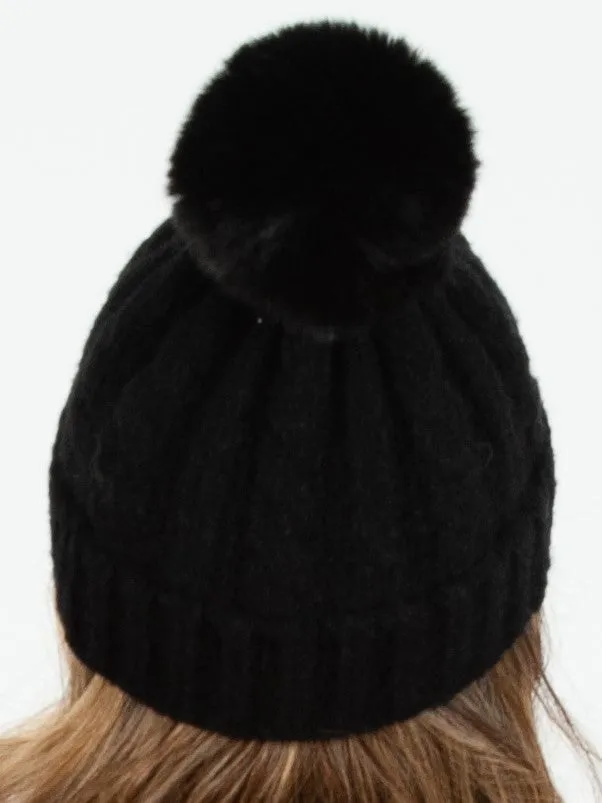CAMEROON POM POM BEANIE-BLACK sold by Lucca Couture product image thumbnail 3