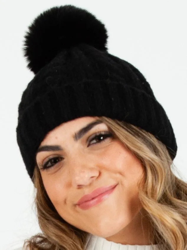 CAMEROON POM POM BEANIE-BLACK sold by Lucca Couture product image thumbnail 2