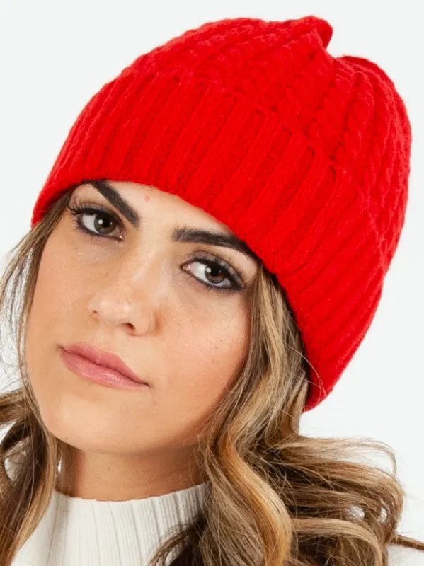 BOLIVAR II TWIST RIBBED BEANIE-RED sold by Lucca Couture