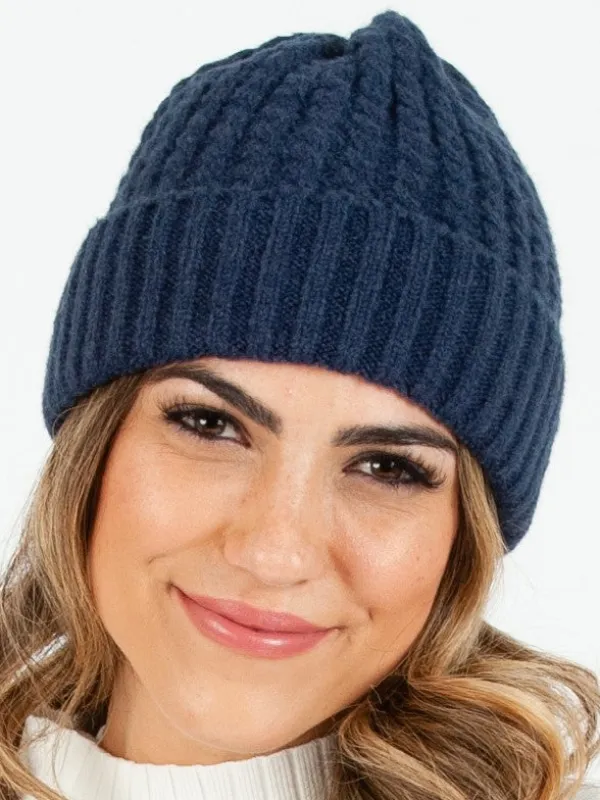 BOLIVAR II TWIST RIBBED BEANIE-NAVY sold by Lucca Couture
