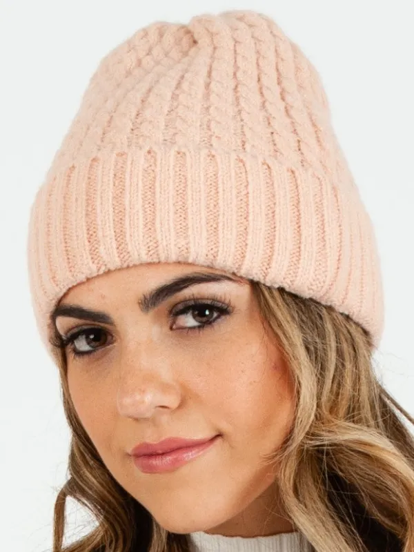 BOLIVAR I TWIST RIBBED BEANIE-BLUSH sold by Lucca Couture