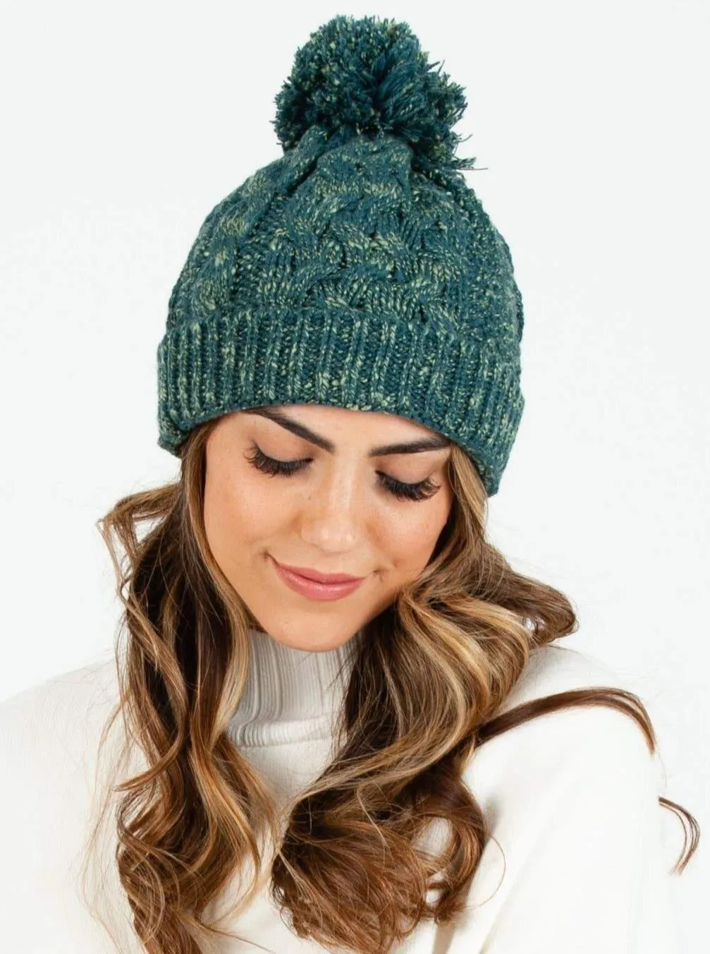 BLANCA KNIT POM POM BEANIE-GREEN sold by Lucca Couture
