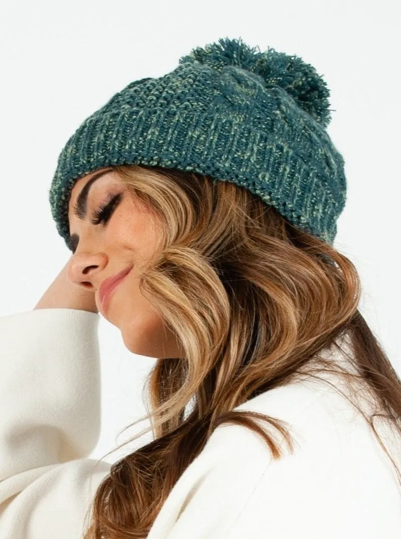 BLANCA KNIT POM POM BEANIE-GREEN sold by Lucca Couture product image thumbnail 2