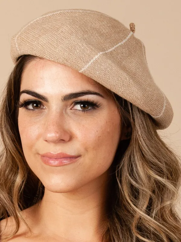 AVELAINE KNIT BERET-MOCHA sold by Lucca Couture