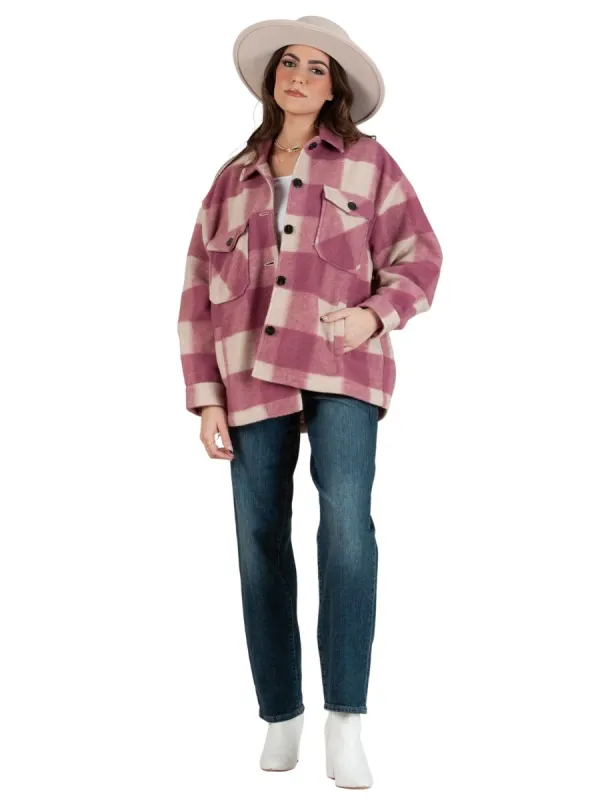 HAINES PLAID SHACKET-MAUVE PLAID sold by Lucca Couture