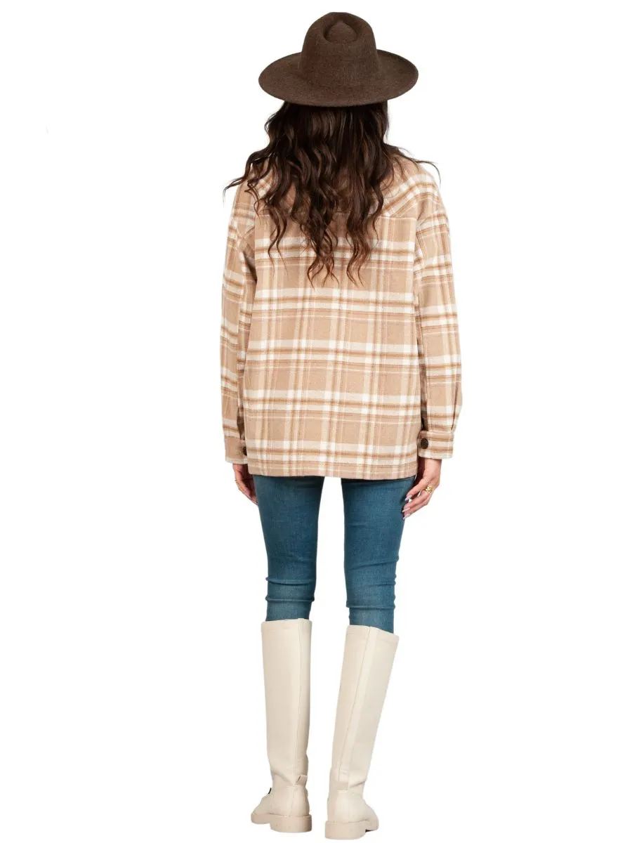 HAINES FLANNEL SHACKET-BEIGE PLAID sold by Lucca Couture product image thumbnail 4