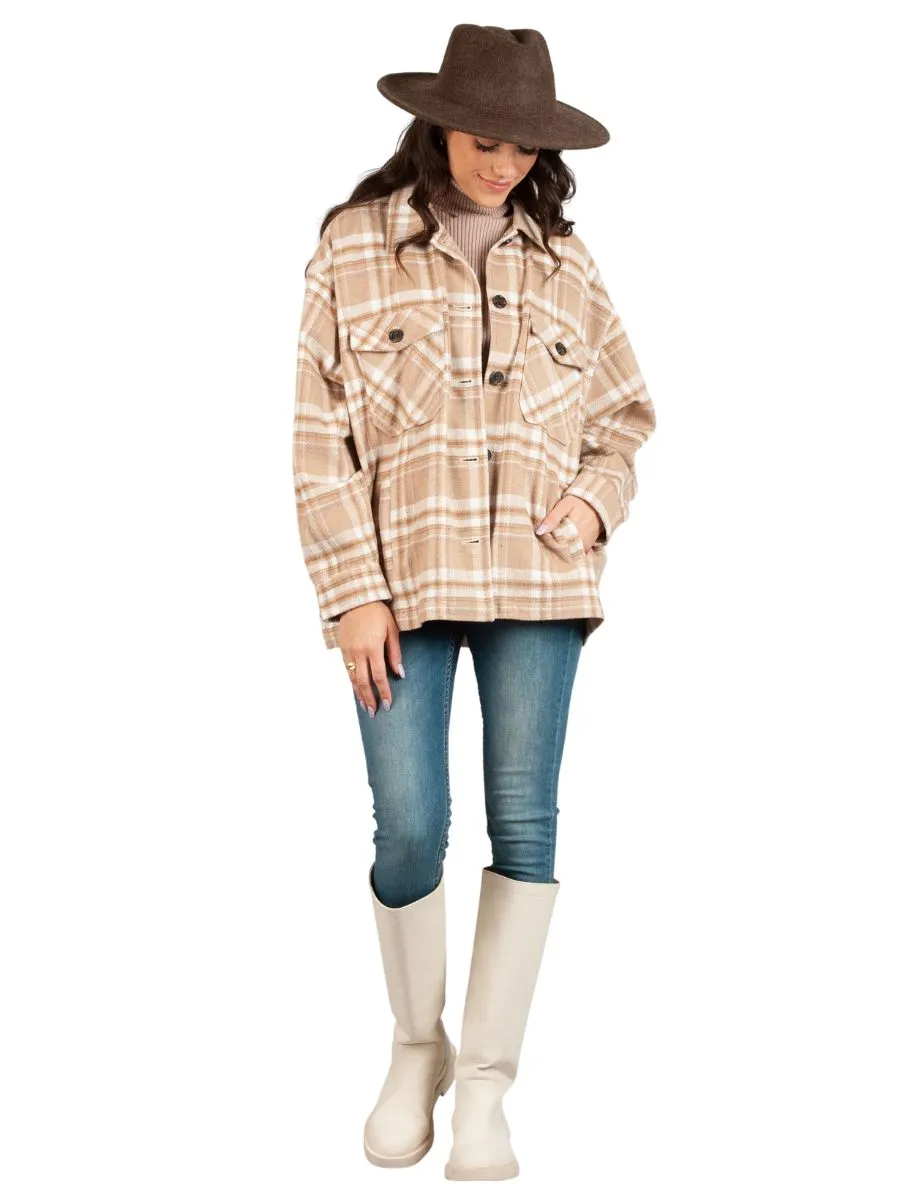 HAINES FLANNEL SHACKET-BEIGE PLAID sold by Lucca Couture