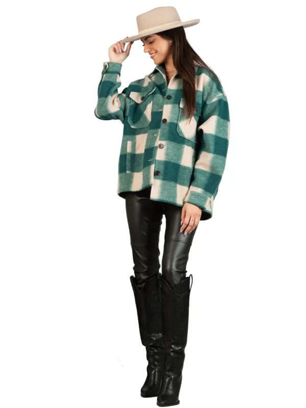 HAINES PLAID SHACKET-PINE PLAID sold by Lucca Couture