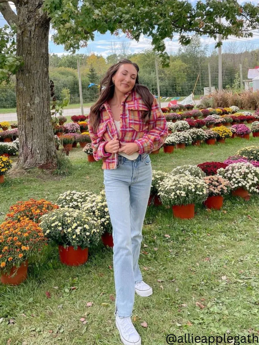 DAKOTA CROPPED SHERPA JACKET-FUSCHIA/BEIGE sold by Lucca Couture product image thumbnail 2