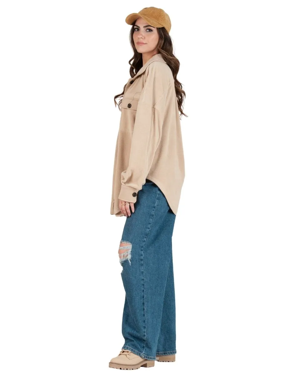 CALLIE SLOUCHY SHACKET-TAUPE sold by Lucca Couture product image thumbnail 3