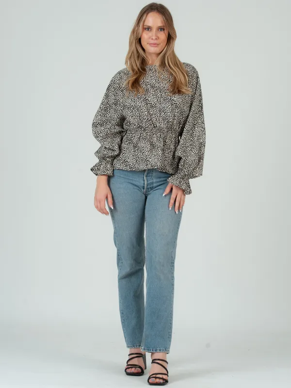 Women’s Peplum Printed Blouse sold by Lucca Couture