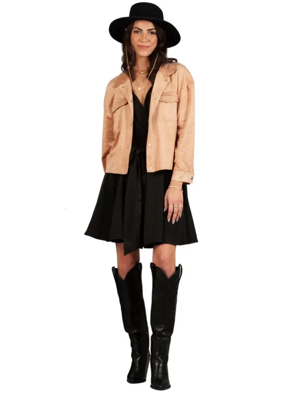 DUSTY FAUX SUEDE JACKET-TAN sold by Lucca Couture