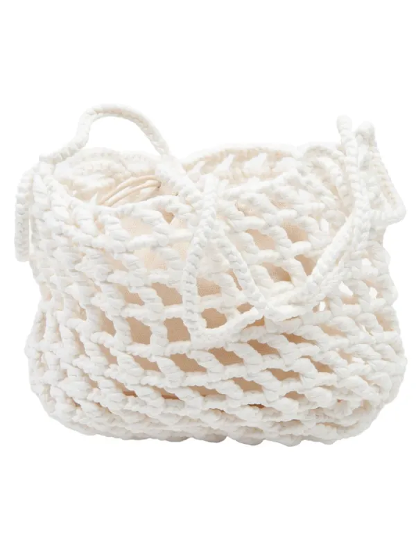 BY THE SEA WOVEN ROPE SHOULDER BAG-WHITE sold by Lucca Couture