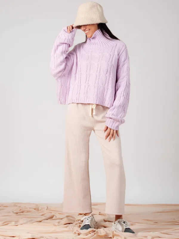 DANNI PULL ON RIBBED PANT-IVORY sold by Lucca Couture