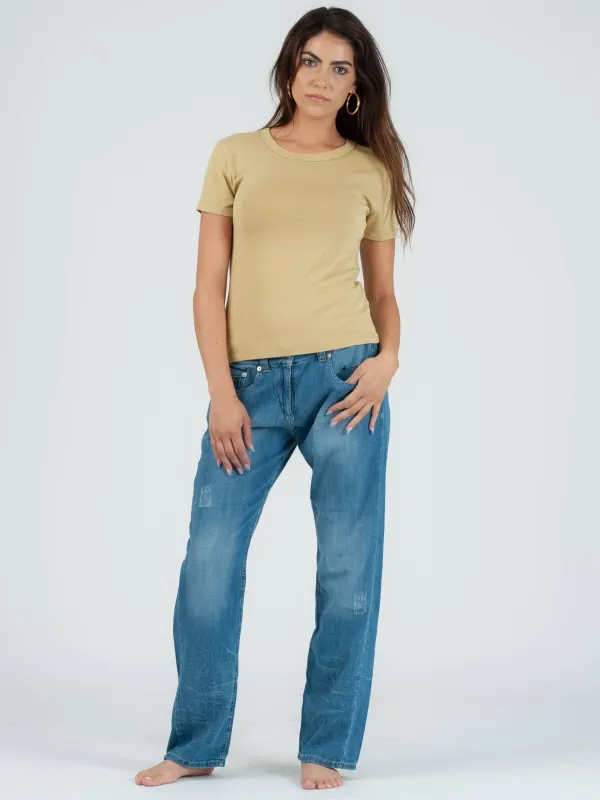 CINDY CLASSIC ROUND NECK TEE-CITRON sold by Lucca Couture