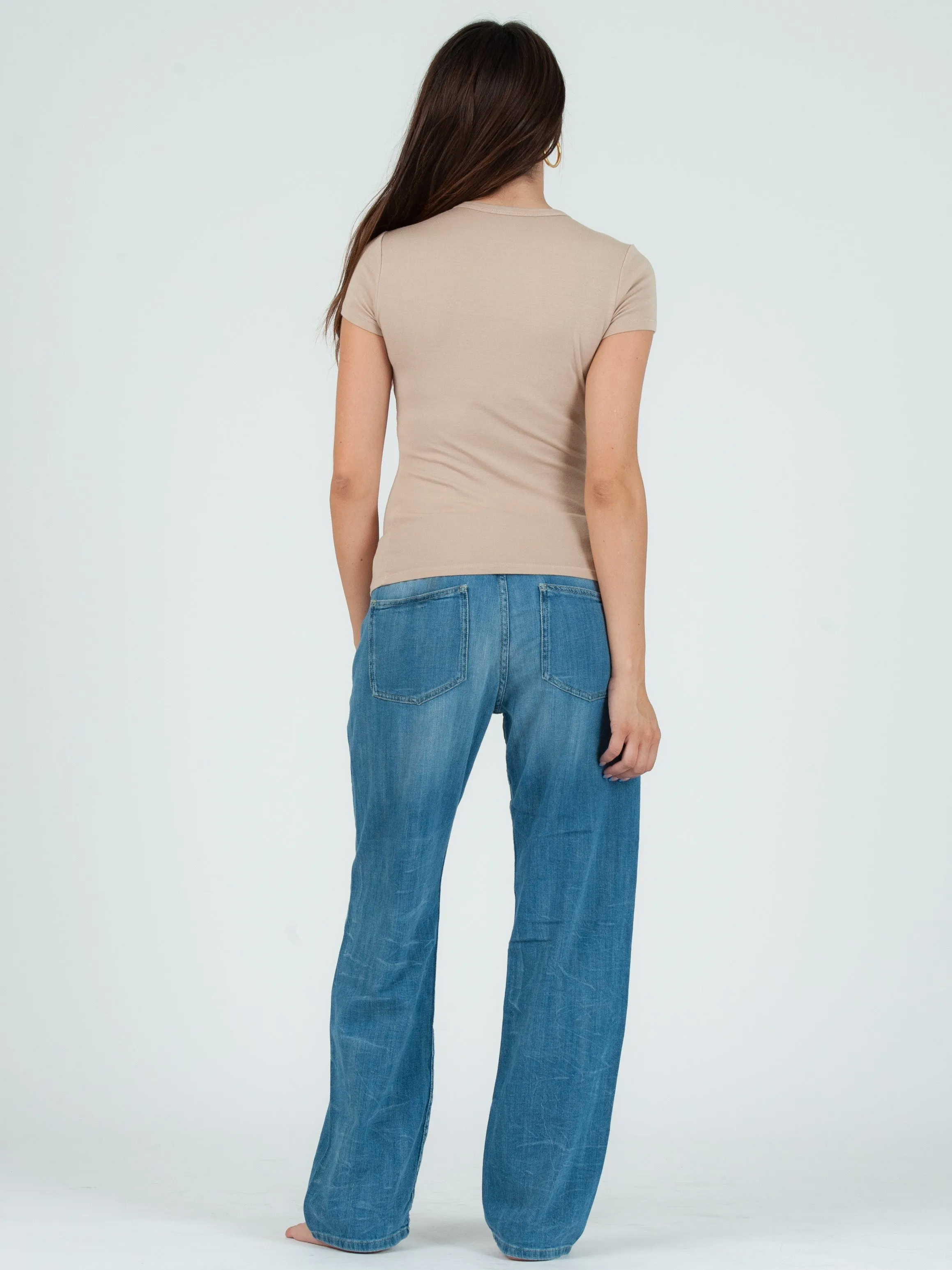 JILL CLASSIC ROUND NECK TEE-SAND sold by Lucca Couture product image thumbnail 3