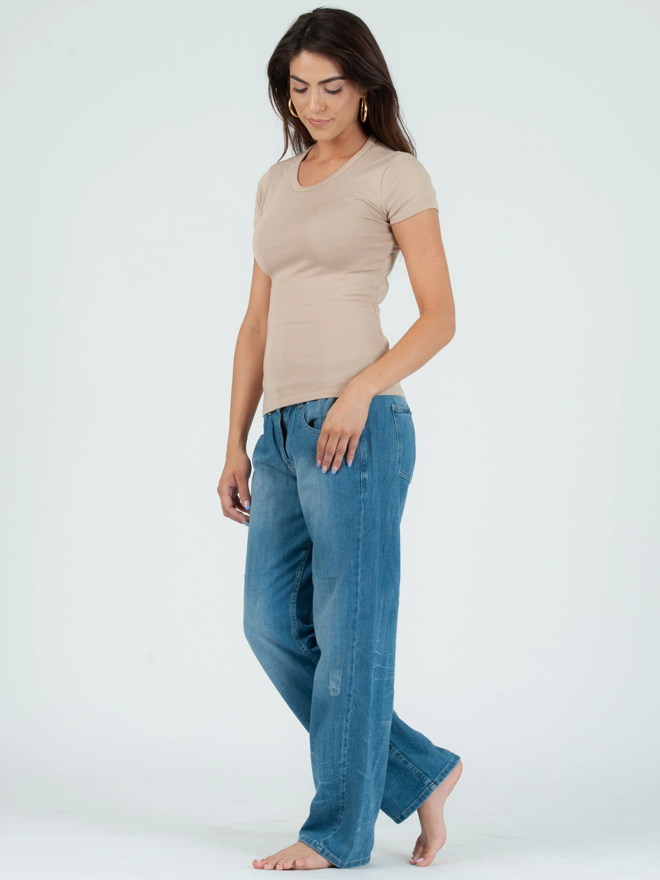 JILL CLASSIC ROUND NECK TEE-SAND sold by Lucca Couture product image thumbnail 2