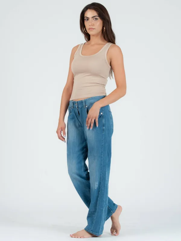 KATE CLASSIC TANK TOP-SAND sold by Lucca Couture