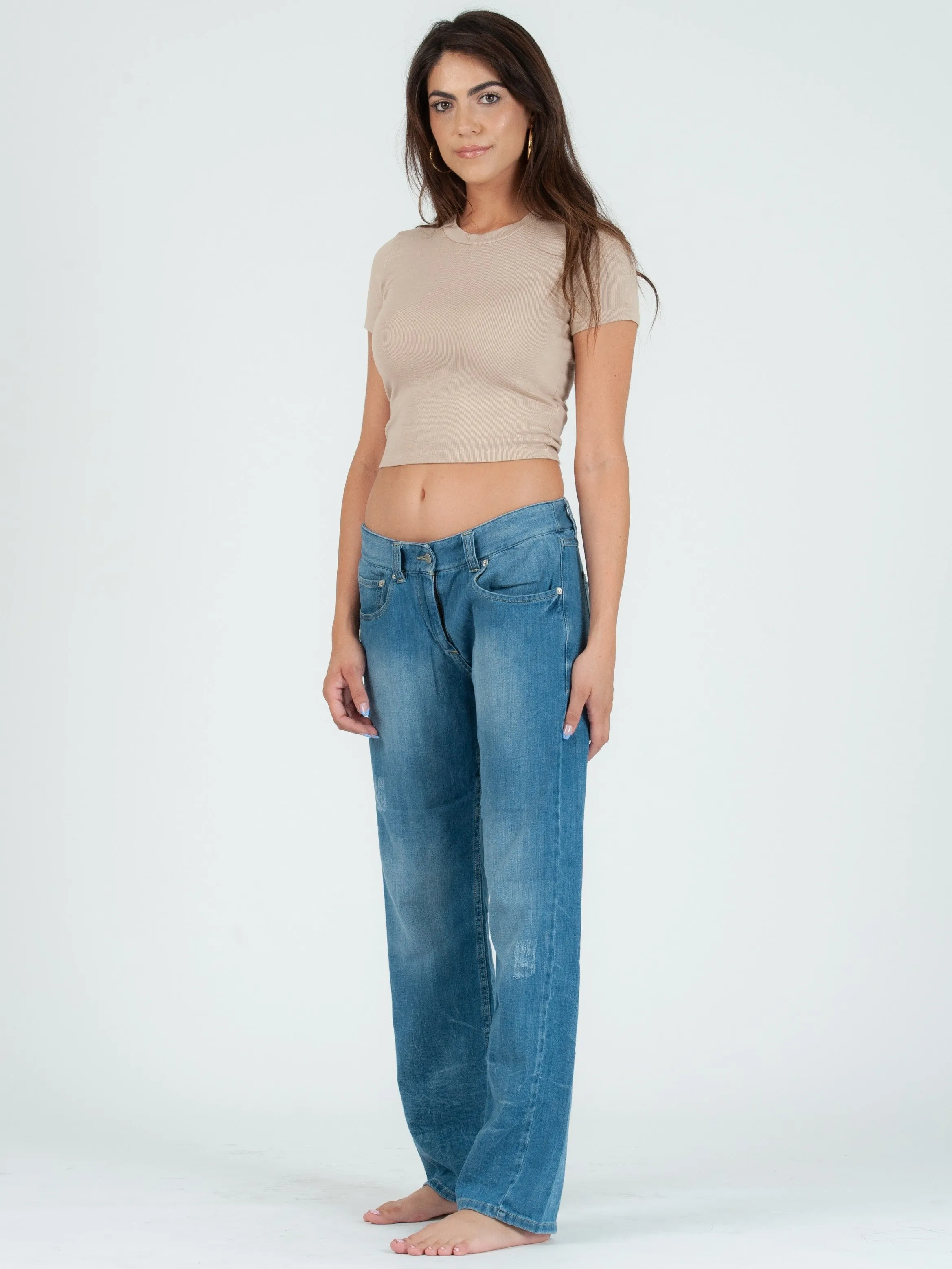 NICOLE ROUND NECK CROPPED TEE-SAND sold by Lucca Couture product image thumbnail 5