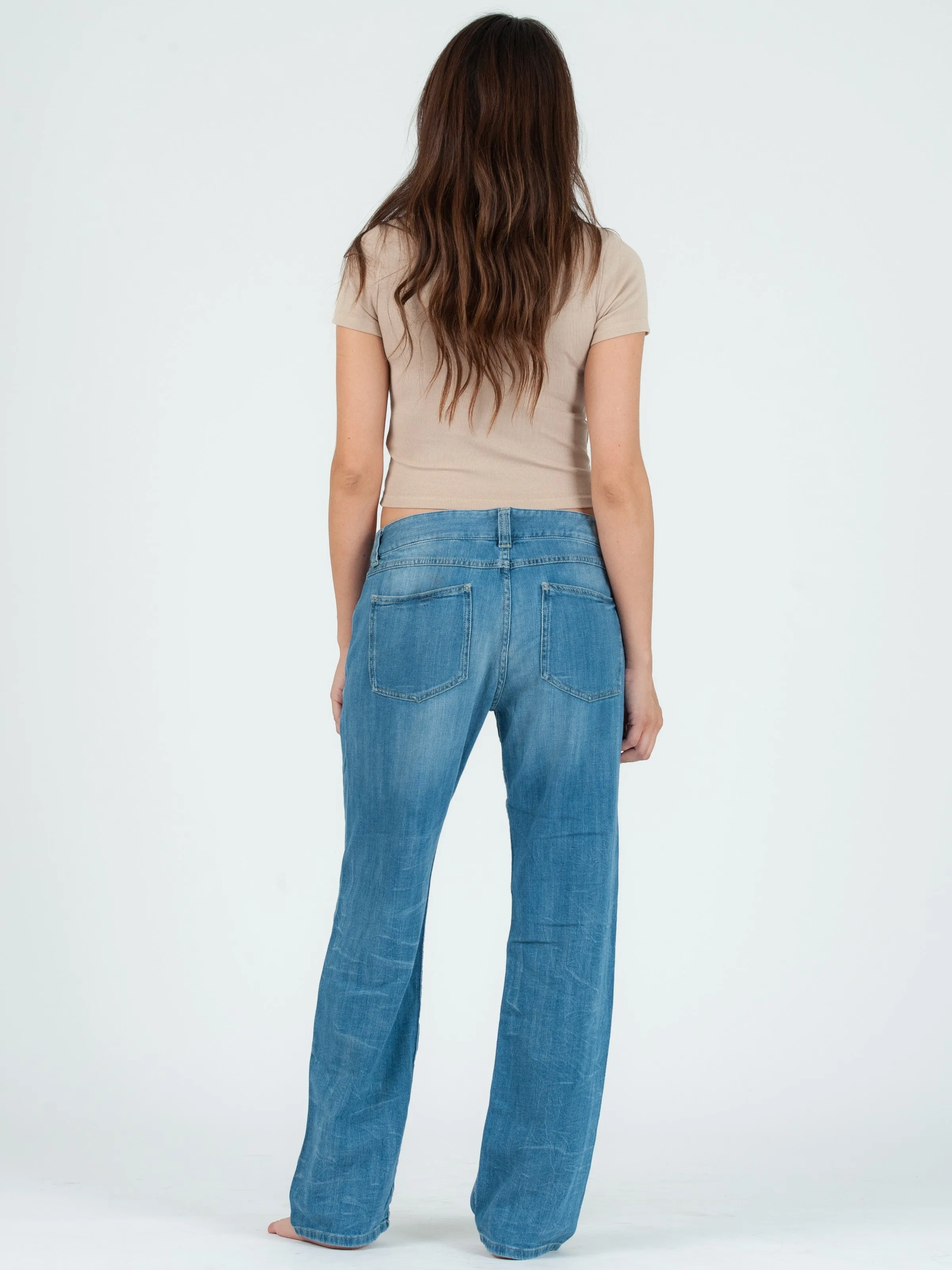 NICOLE ROUND NECK CROPPED TEE-SAND sold by Lucca Couture product image thumbnail 3