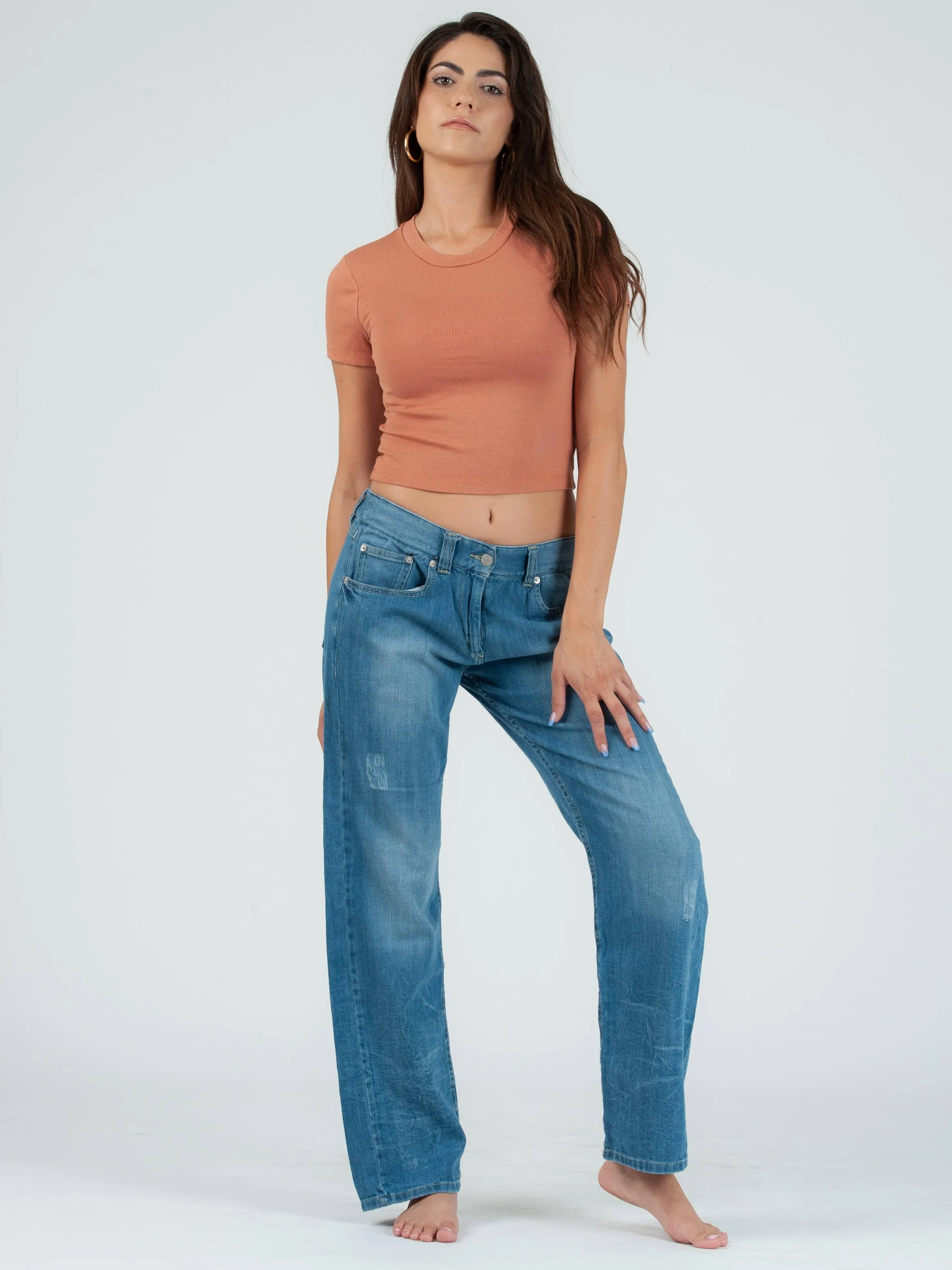 NICOLE ROUND NECK CROPPED TEE-TERRACOTTA sold by Lucca Couture product image thumbnail 5