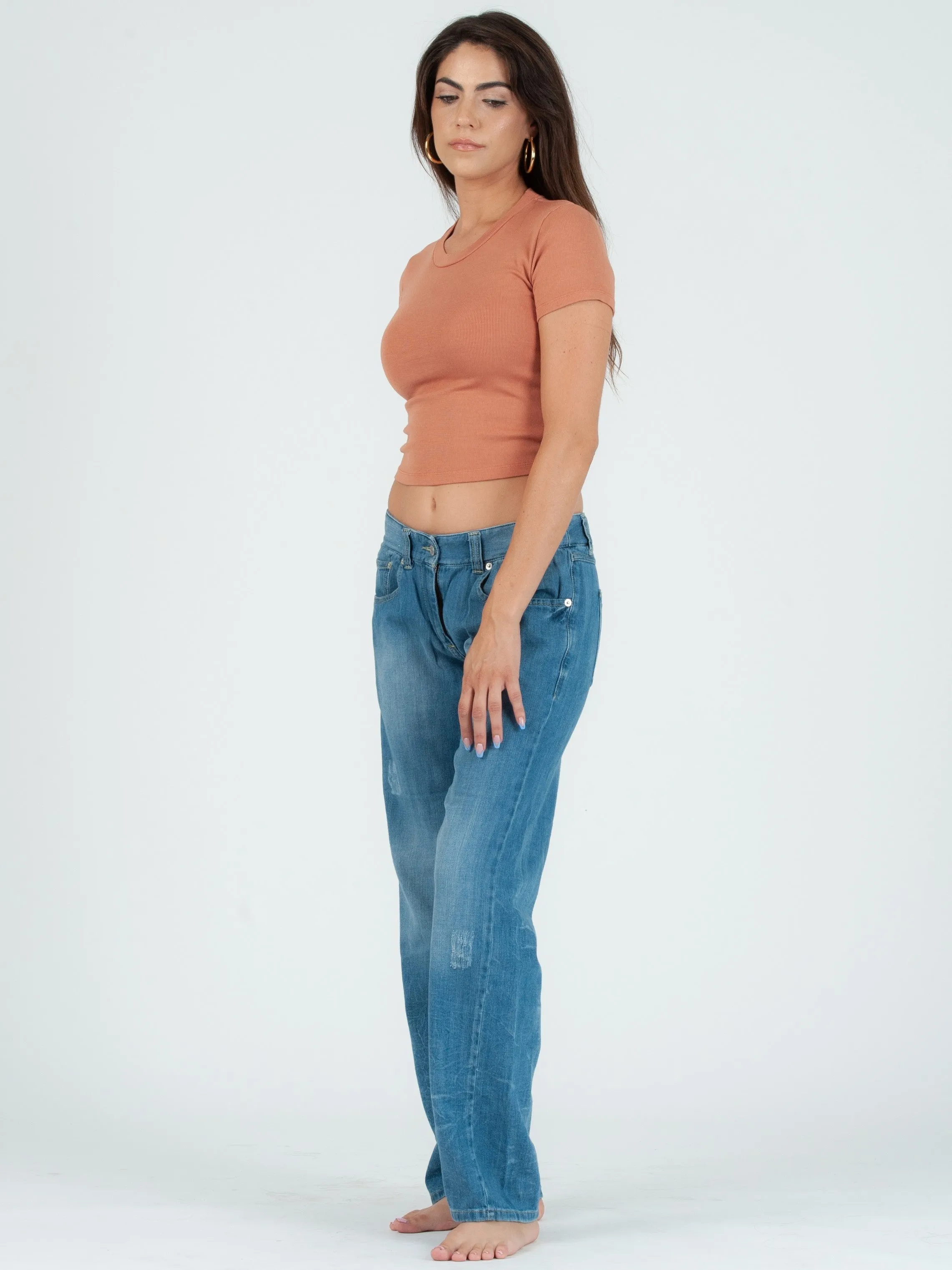 NICOLE ROUND NECK CROPPED TEE-TERRACOTTA sold by Lucca Couture product image thumbnail 2