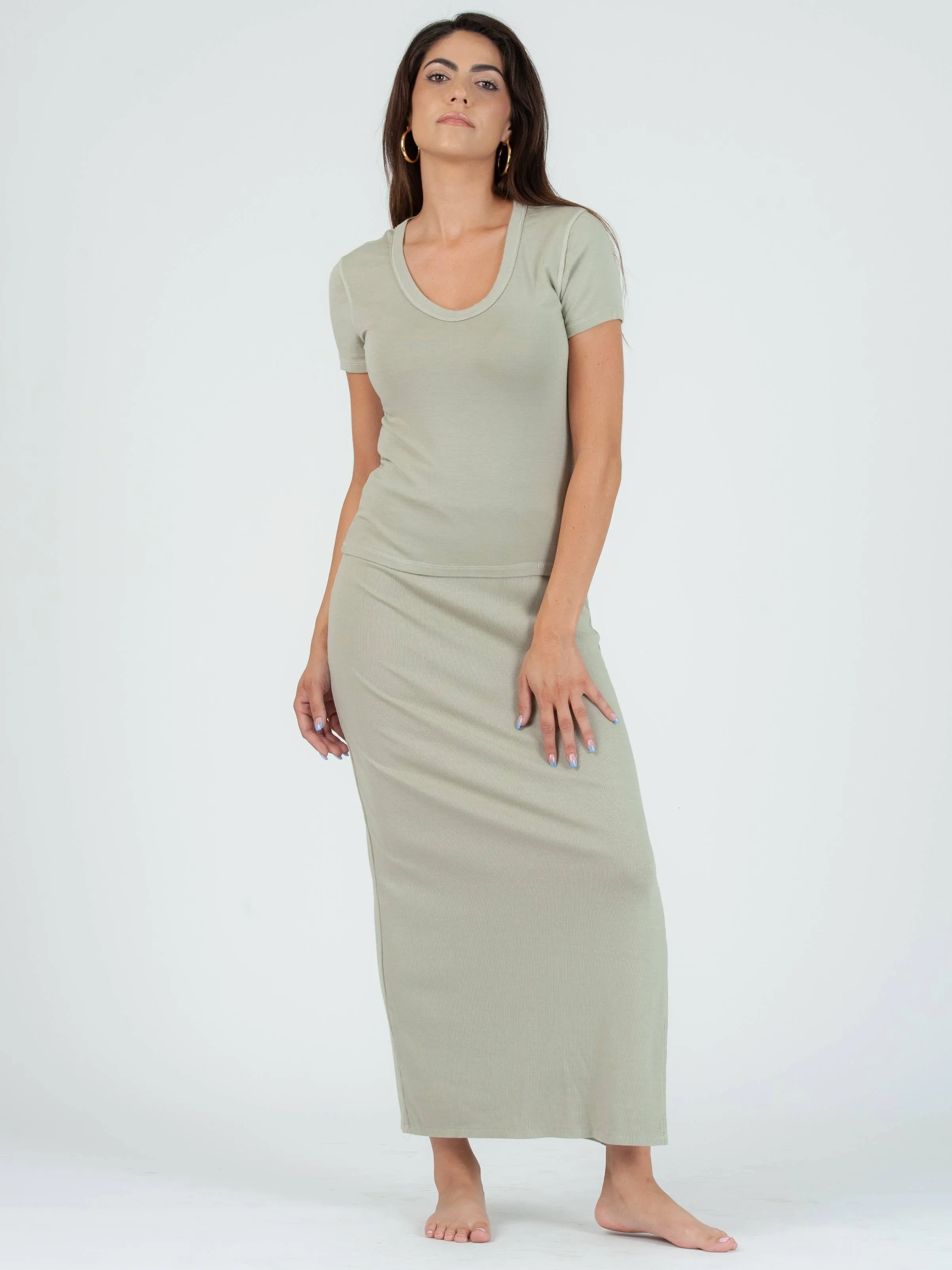 KENDALL PENCIL SKIRT-SAGE sold by Lucca Couture