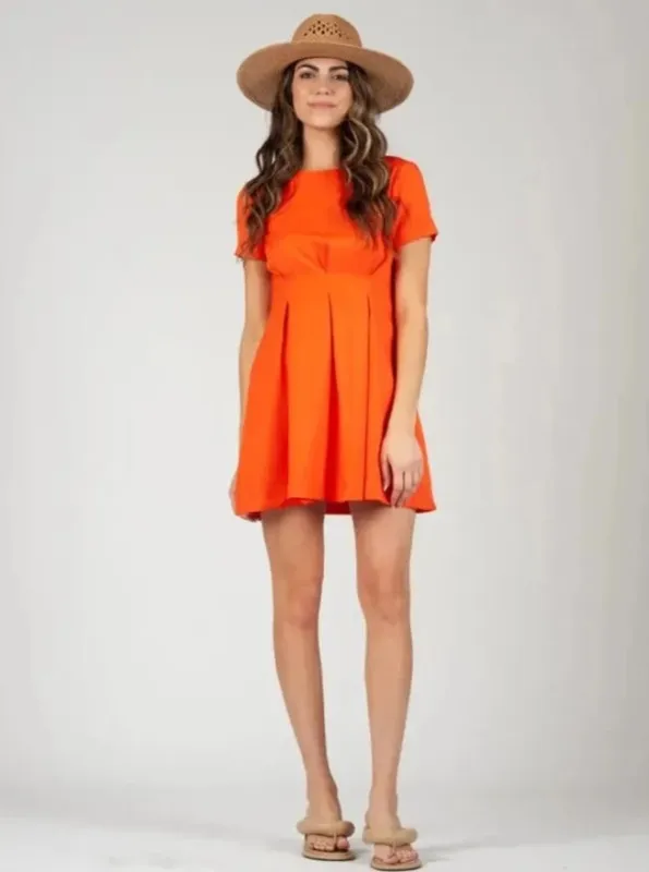 RAY PLEAT FRONT DRESS-SUNKIST sold by Lucca Couture