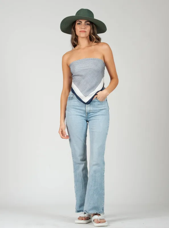 MILAN SATIN SCARF-NAVY MH sold by Lucca Couture