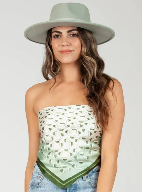 LASSO SATIN SCARF-GREEN HAT sold by Lucca Couture