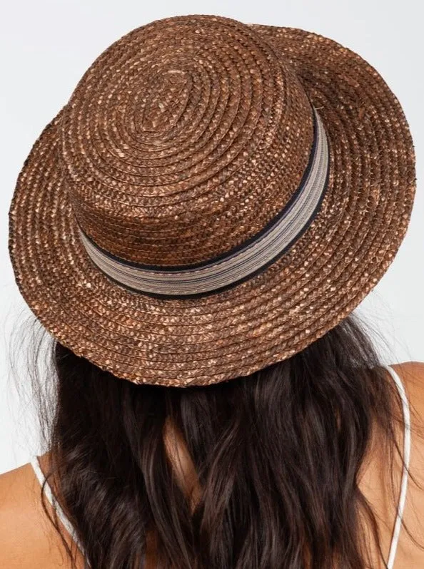 HUCK STRAW BOATER HAT-CHOCO sold by Lucca Couture product image thumbnail 3