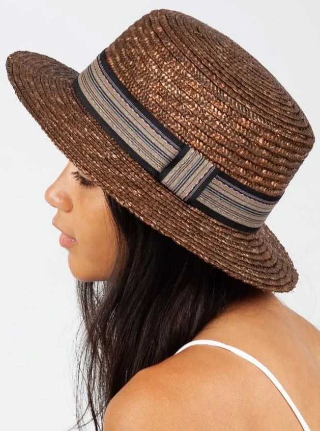 HUCK STRAW BOATER HAT-CHOCO sold by Lucca Couture product image thumbnail 2