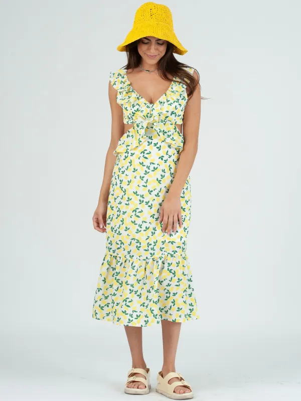 Women's Lemon Print Dress sold by Lucca Couture